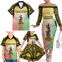 Vanuatu Independence Day Family Matching Off The Shoulder Long Sleeve Dress and Hawaiian Shirt The Untouched Paradise LT05 - Polynesian Pride