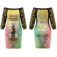 Vanuatu Independence Day Family Matching Off The Shoulder Long Sleeve Dress and Hawaiian Shirt The Untouched Paradise LT05 Mom's Dress Colorful - Polynesian Pride
