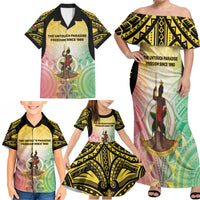 Vanuatu Independence Day Family Matching Off Shoulder Maxi Dress and Hawaiian Shirt The Untouched Paradise LT05 - Polynesian Pride
