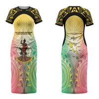 Vanuatu Independence Day Family Matching Short Sleeve Bodycon Dress and Hawaiian Shirt The Untouched Paradise LT05 Mom's Dress Colorful - Polynesian Pride