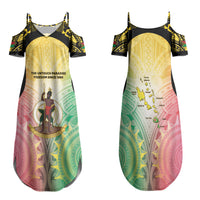 Vanuatu Independence Day Family Matching Summer Maxi Dress and Hawaiian Shirt The Untouched Paradise LT05 Mom's Dress Colorful - Polynesian Pride