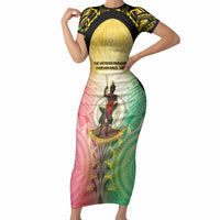 Vanuatu Independence Day Short Sleeve Bodycon Dress The Untouched Paradise LT05 Long Dress Colorful - Polynesian Pride