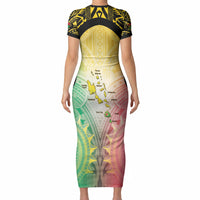 Vanuatu Independence Day Short Sleeve Bodycon Dress The Untouched Paradise LT05 - Polynesian Pride