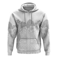 Samoa Lotu Tamaiti Zip Hoodie White Sunday Polynesian Pattern With Tropical Flowers
