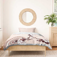 Bula Fiji Language Week Bedding Set Fijian Tapa Pattern With Tagimoucia Flower