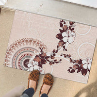 Bula Fiji Language Week Rubber Doormat Fijian Tapa Pattern With Tagimoucia Flower