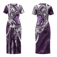 Hawaii Queen Liliuokalani Couples Matching Short Sleeve Bodycon Dress and Hawaiian Shirt Hawaiian Maile Lei Flag Style LT05 - Polynesian Pride