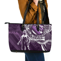 Hawaii Queen Liliuokalani Leather Tote Bag Hawaiian Maile Lei Flag Style LT05 - Polynesian Pride