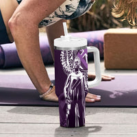 Hawaii Queen Liliuokalani Tumbler With Handle Hawaiian Maile Lei Flag Style LT05 - Polynesian Pride