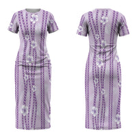 Hawaii Queen Liliuokalani Couples Matching Short Sleeve Bodycon Dress and Hawaiian Shirt Lavender Lei Pua Kalaunu LT05 - Polynesian Pride