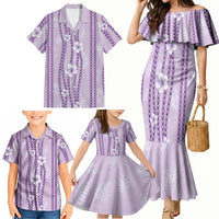 Hawaii Queen Liliuokalani Family Matching Mermaid Dress and Hawaiian Shirt Lavender Lei Pua Kalaunu LT05 - Polynesian Pride