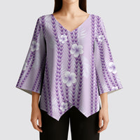 Hawaii Queen Liliuokalani Kimono Sleeve Blouse Lavender Lei Pua Kalaunu LT05 - Polynesian Pride