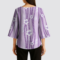 Hawaii Queen Liliuokalani Kimono Sleeve Blouse Lavender Lei Pua Kalaunu LT05 - Polynesian Pride