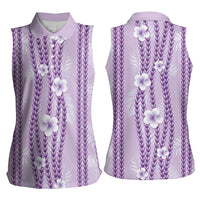 Hawaii Queen Liliuokalani Women Sleeveless Polo Shirt Lavender Lei Pua Kalaunu LT05 - Polynesian Pride
