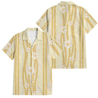 Hawaii Queen Liliuokalani Family Matching Off Shoulder Maxi Dress and Hawaiian Shirt Gold Lei Pua Kalaunu