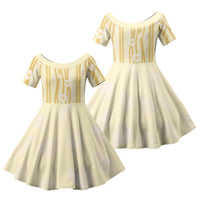 Hawaii Queen Liliuokalani Family Matching Off Shoulder Maxi Dress and Hawaiian Shirt Gold Lei Pua Kalaunu