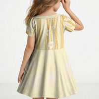 Hawaii Queen Liliuokalani Kid Short Sleeve Dress Gold Lei Pua Kalaunu