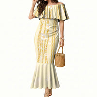 Hawaii Queen Liliuokalani Mermaid Dress Gold Lei Pua Kalaunu