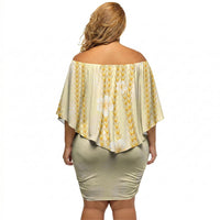 Hawaii Queen Liliuokalani Off Shoulder Short Dress Gold Lei Pua Kalaunu