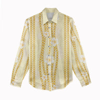 Hawaii Queen Liliuokalani Women Casual Shirt Gold Lei Pua Kalaunu