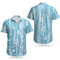 Hawaii Queen Liliuokalani Couples Matching Short Sleeve Bodycon Dress and Hawaiian Shirt Blue Lei Pua Kalaunu LT05 - Polynesian Pride