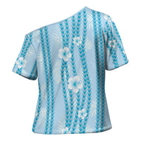 Hawaii Queen Liliuokalani Cross Shoulder Shirt Blue Lei Pua Kalaunu LT05 - Polynesian Pride