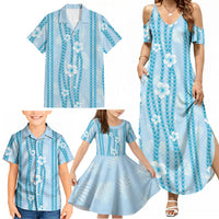 Hawaii Queen Liliuokalani Family Matching Summer Maxi Dress and Hawaiian Shirt Blue Lei Pua Kalaunu LT05 - Polynesian Pride