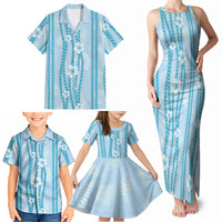 Hawaii Queen Liliuokalani Family Matching Tank Maxi Dress and Hawaiian Shirt Blue Lei Pua Kalaunu LT05 - Polynesian Pride