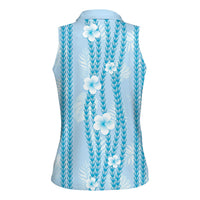 Hawaii Queen Liliuokalani Women Sleeveless Polo Shirt Blue Lei Pua Kalaunu LT05 - Polynesian Pride