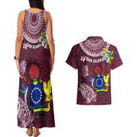 Cook Islands Mangaia Couples Matching Tank Maxi Dress and Hawaiian Shirt Coat Of Arms Plumeria Polynesian Turtle LT05 - Polynesian Pride
