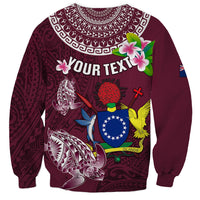 Personalized Cook Islands Mangaia Sweatshirt Coat Of Arms Plumeria Polynesian Turtle LT05 - Polynesian Pride