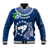 Cook Islands Pukapuka Baseball Jacket Coat Of Arms Plumeria Polynesian Turtle LT05 Unisex Blue - Polynesian Pride