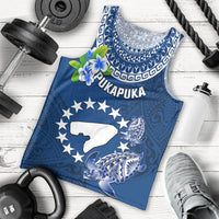 Cook Islands Pukapuka Men Tank Top Coat Of Arms Plumeria Polynesian Turtle LT05 Blue - Polynesian Pride