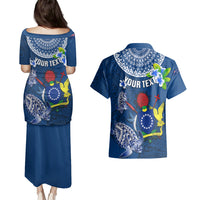 Personalized Cook Islands Pukapuka Couples Matching Puletasi Dress and Hawaiian Shirt Coat Of Arms Plumeria Polynesian Turtle LT05 - Polynesian Pride