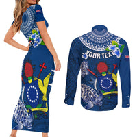 Personalized Cook Islands Pukapuka Couples Matching Short Sleeve Bodycon Dress and Long Sleeve Button Shirts Coat Of Arms Plumeria Polynesian Turtle LT05 - Polynesian Pride