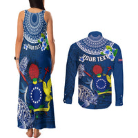Personalized Cook Islands Pukapuka Couples Matching Tank Maxi Dress and Long Sleeve Button Shirts Coat Of Arms Plumeria Polynesian Turtle LT05 - Polynesian Pride