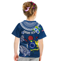 Personalized Cook Islands Pukapuka Kid T Shirt Coat Of Arms Plumeria Polynesian Turtle LT05 - Polynesian Pride