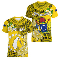 Cook Islands Aitutaki Women V Neck T Shirt Coat Of Arms Plumeria Polynesian Turtle LT05 - Polynesian Pride