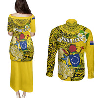 Personalized Cook Islands Aitutaki Couples Matching Puletasi Dress and Long Sleeve Button Shirts Coat Of Arms Plumeria Polynesian Turtle LT05 - Polynesian Pride