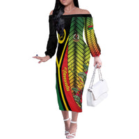 Vanuatu Constitution Day Off The Shoulder Long Sleeve Dress Long Live Vanuatu - Polynesian Pride