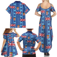 Fiji Masi Tapa Family Matching Summer Maxi Dress and Hawaiian Shirt Coat Of Arms - Polynesian Pride