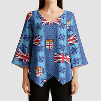 Fiji Masi Tapa Kimono Sleeve Blouse Coat Of Arms - Polynesian Pride