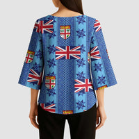 Fiji Masi Tapa Kimono Sleeve Blouse Coat Of Arms - Polynesian Pride