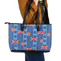 Fiji Masi Tapa Leather Tote Bag Coat Of Arms LT05 - Polynesian Pride