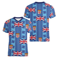 Fiji Masi Tapa Women V-Neck T-Shirt Coat Of Arms - Polynesian Pride