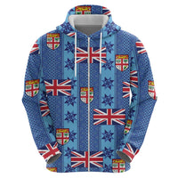 Fiji Masi Tapa Zip Hoodie Coat Of Arms - Polynesian Pride