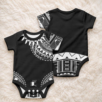 Polynesian Chief Inspired Costume Baby Onesie Tribal Pattern With Tooth Necklace Black