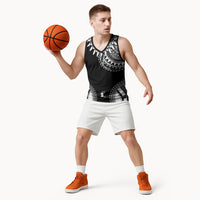 Polynesian Chief Inspired Costume Basketball Jersey Tribal Pattern With Tooth Necklace Black