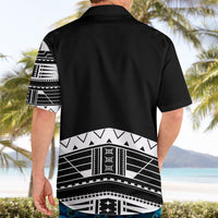 Polynesian Chief Inspired Costume Hawaiian Shirt Tribal Pattern With Tooth Necklace Black