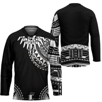 Polynesian Chief Inspired Costume Hockey Jersey Tribal Pattern With Tooth Necklace Black